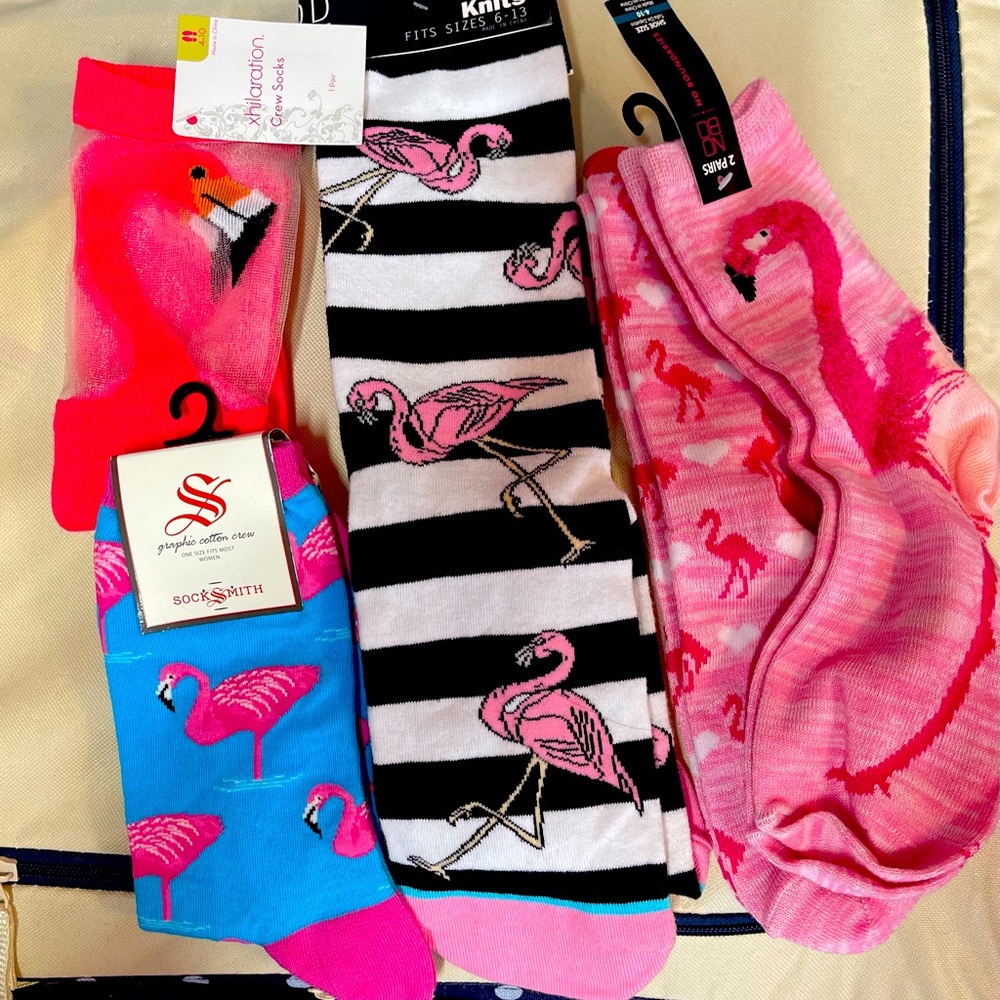 Lot of flamingo socks very cute new with tags